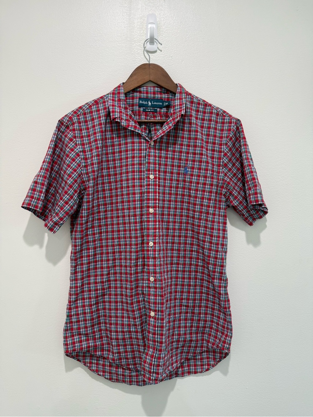 Polo by Ralph Lauren Red and Blue Plaid Short-Sleeve Button-Down Shirt